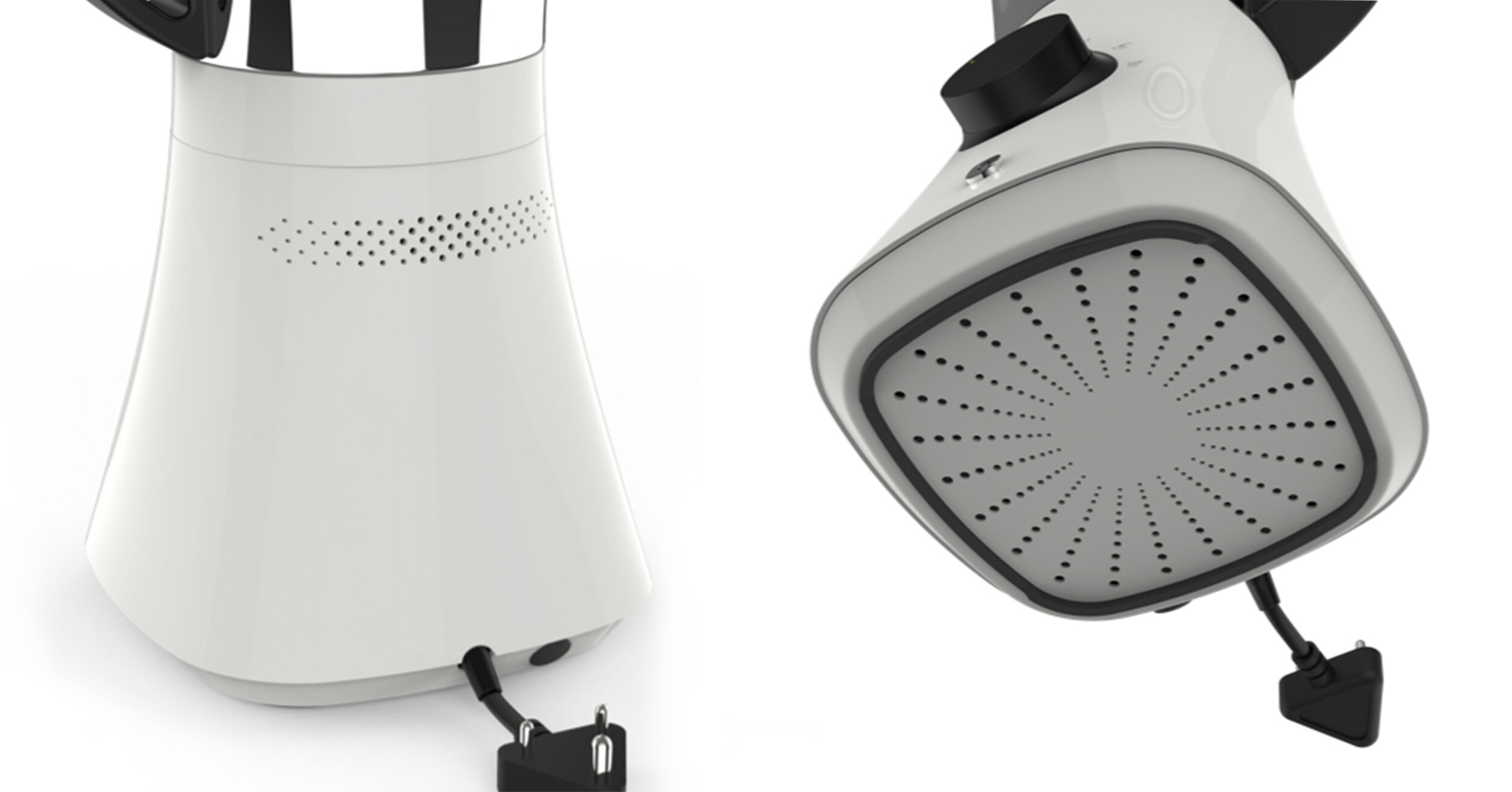 Feature details — vent, grill, friction pad, retractable wire