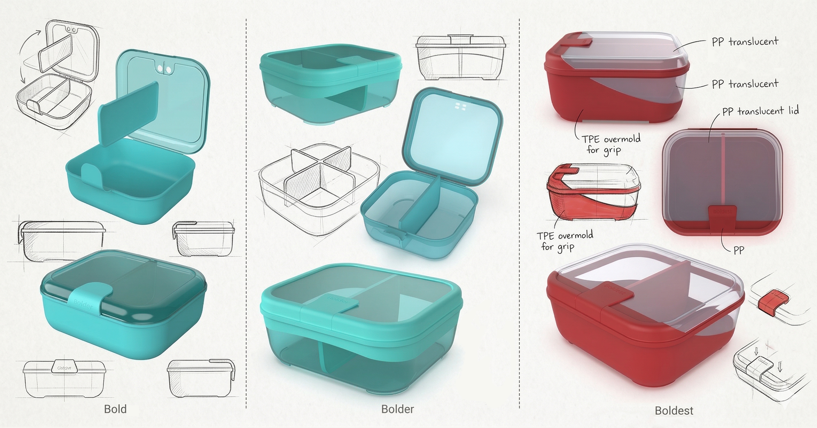 MicroBento initial concept directions — Bold, Bolder, Boldest